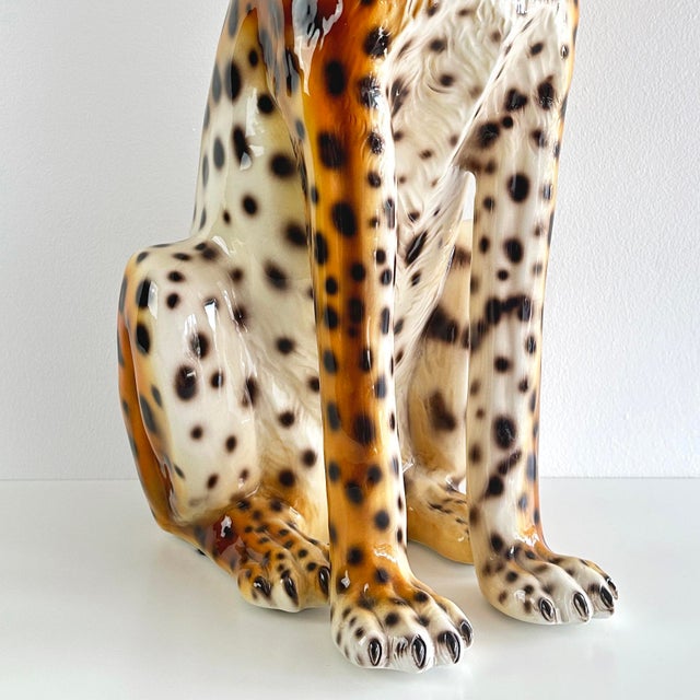20th Century Italian Ceramic Leopard Floor Sculpture For Sale - Image 11 of 18