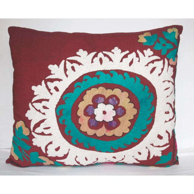 Rustic Suzani Needlework Pillow Cover For Sale - Image 3 of 13