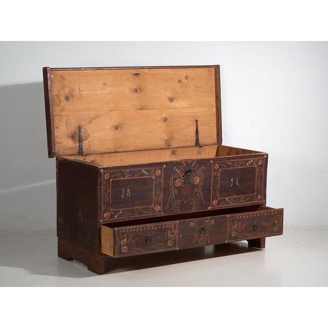 Antique Painted Chest with Drawer, 1896 For Sale - Image 5 of 11
