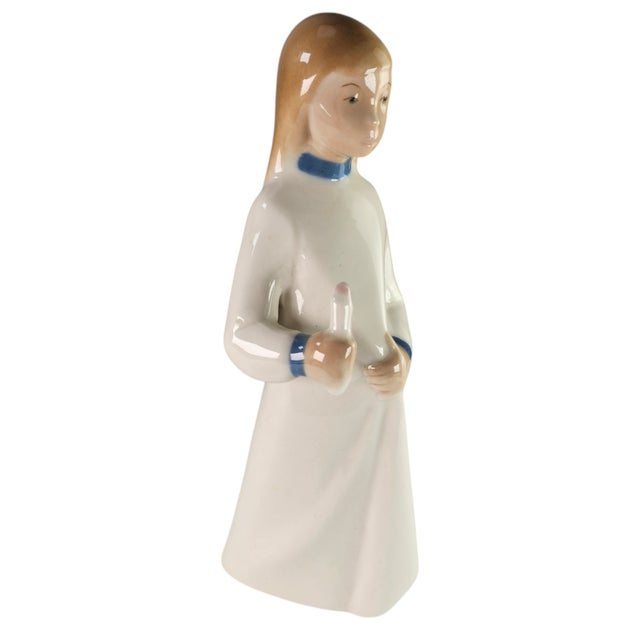 Spanish Rex Figurine Girl With Candle Porcelain Hand Painted Figurine For Sale - Image 3 of 7