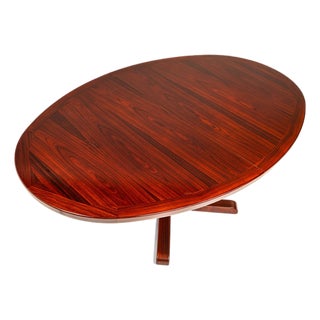 Mid-Century Danish Modern Dining Table W/ Pedestal Base in Rosewood by Skovby Møbelfabrik, Denmark, C. 1970s For Sale