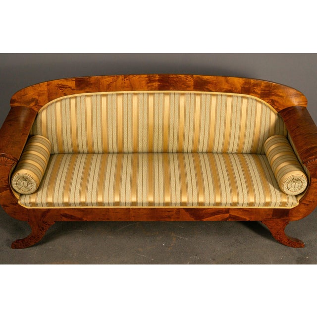 Brown Biedermeier Style Sofa in Birch For Sale - Image 8 of 18