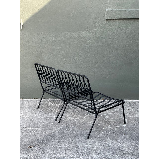 Vintage MCM Salterini Ribbon Wrought Iron Lounge Chairs, Attributed - A Pair For Sale - Image 9 of 12