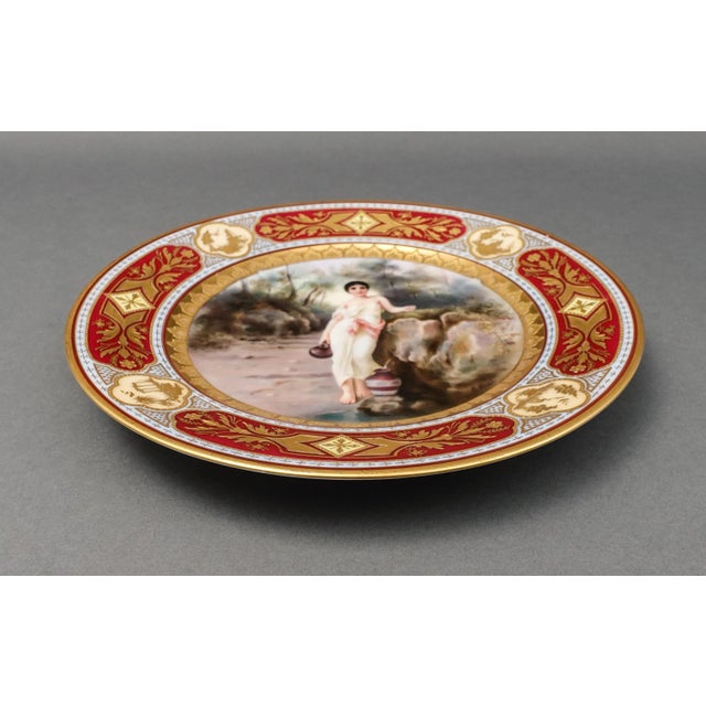 Royal Vienna Austrian Antique Hand Painted Pomp Girl With Gold Raised Decoration Porcelain Signed Cabinet Plate For RW...