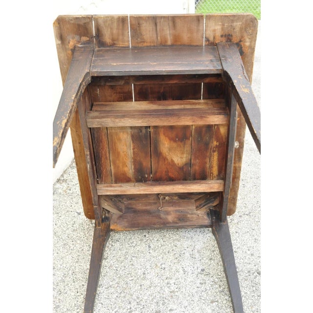 Antique French Country Primitive Black Distress Painted 1 Drawer Desk Work Table For Sale - Image 12 of 12