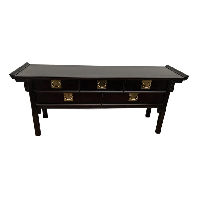 1990s Century Furniture Asian Chinoiserie Console Buffet Table For Sale