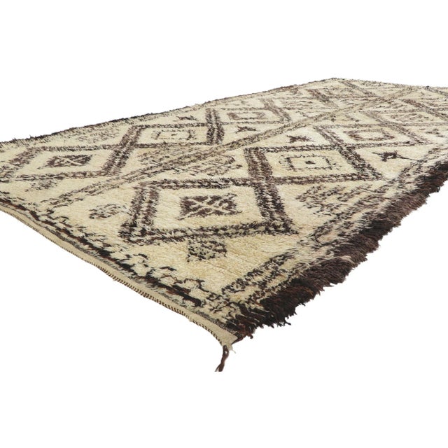 78387 Vintage Moroccan Beni Ourain Rug, 06'00 x 12'09. The Nomadic Cipher: A Beni Ourain Moroccan Masterpiece of Ancestral...