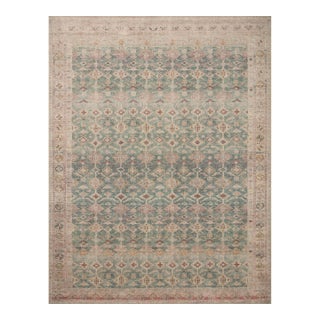 Angela Rose x Loloi Aubrey Rug Aqua / Sand 18" x 18" Sample Rug For Sale