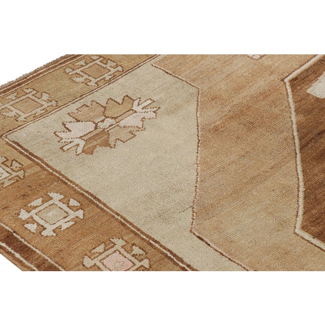 Vintage Turkish Kars Rug in Beige-Brown With Geometric Medallions | Rug & Kilim For Sale In New York - Image 6 of 8