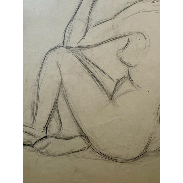 Arts & Crafts 1950s Henry Emil Salloch Original Watercolor on Paper Seated Female Nude Figure. For Sale - Image 3 of 7