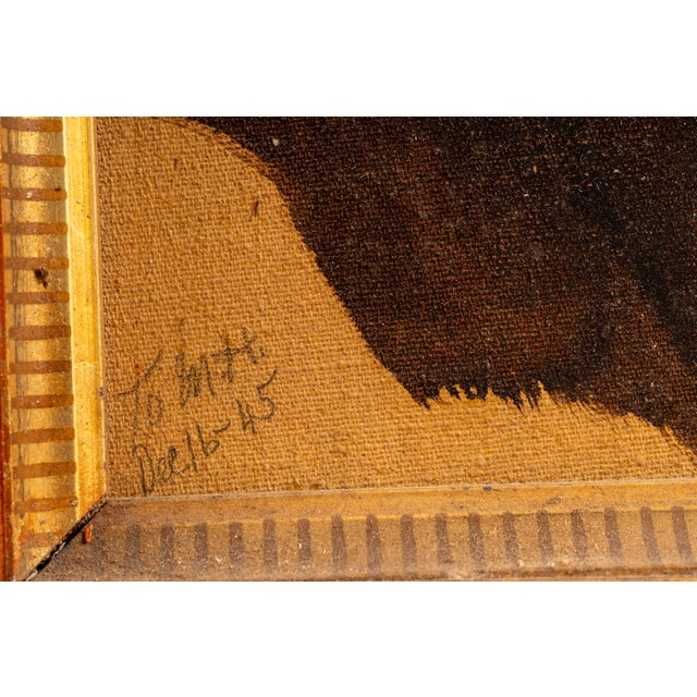 Portrait | Framed 1945 Chick Lamoe Oil Painting, Signed and Dated For Sale In Chicago - Image 6 of 9