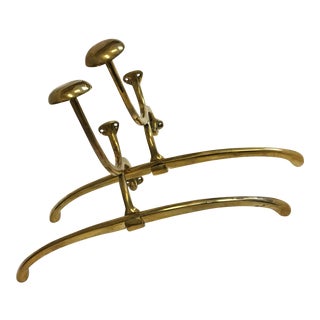 English Brass Coat & Hat Wall Rack - A Pair For Sale