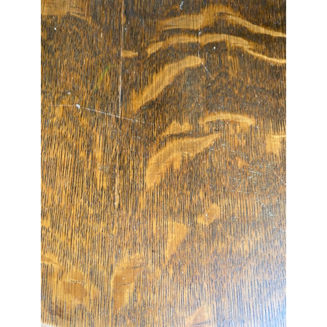 Stickley Antique Stickley Style Yellow Painted Quarter-Sawn Oak Round Dining Table With Claw Feet For Sale - Image 4 of 8