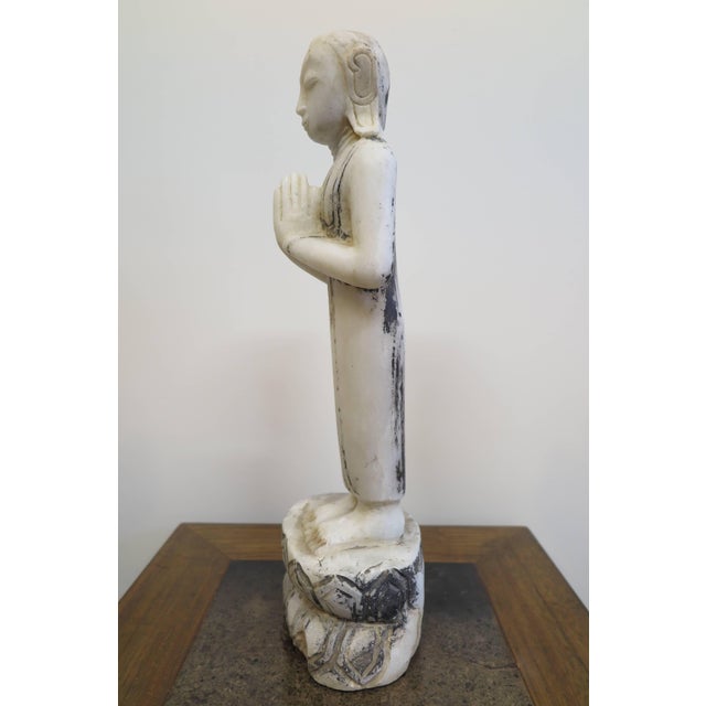 19th Century Burmese Alabaster Buddhist Monk Statue For Sale In New York - Image 6 of 11