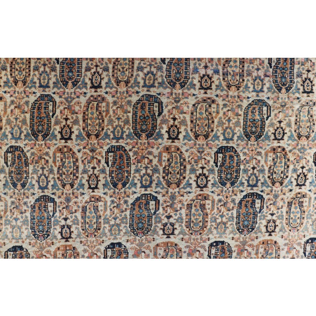 Antique Feraghan Persian Rug in Cream Color Background With Paisley Design For Sale - Image 11 of 15