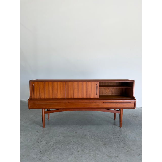 1960s Mid Century Danish Modern Low Teak Credenza Sideboard For Sale - Image 5 of 12