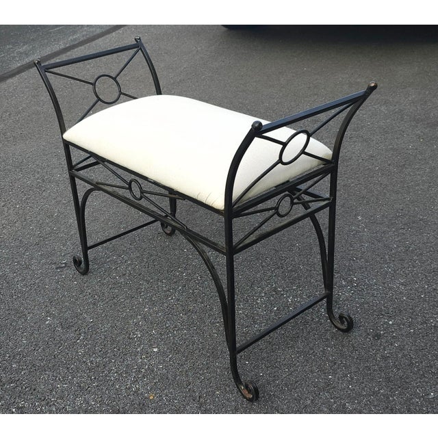Late 20th Century Modern Italian Iron and Upholstered Bench For Sale - Image 4 of 7