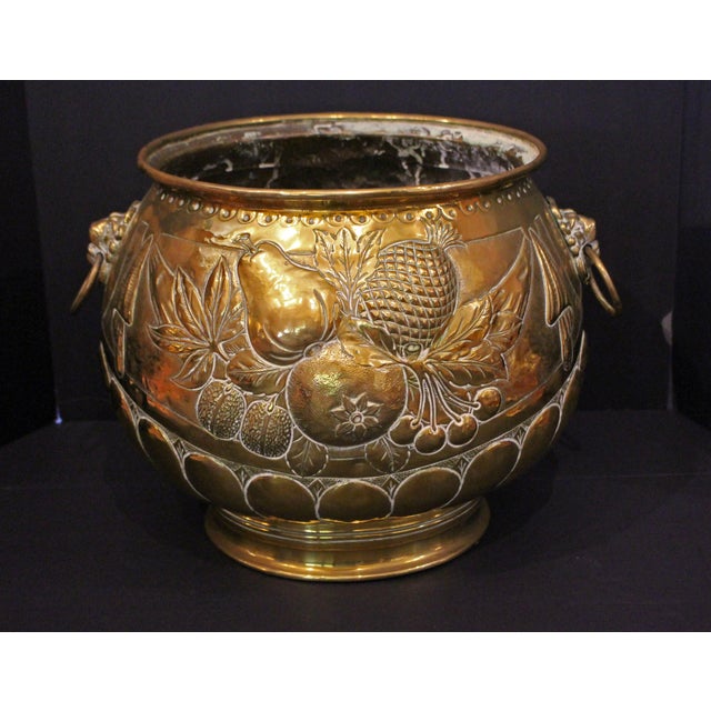 Late 19th Century Circa 1860-80 English Circular Repousse Brass Jardiniere For Sale - Image 5 of 7