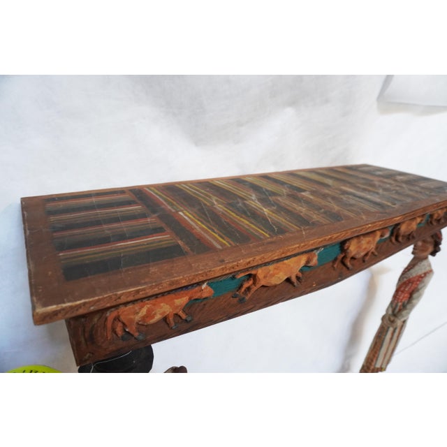 Rustic European Swedish Allmoge Carved Folk Console Circa 1820 For Sale - Image 3 of 16