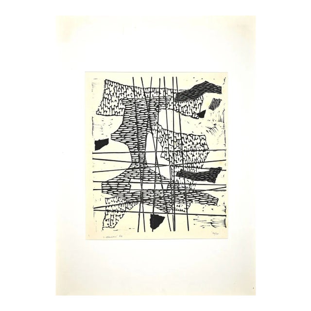 Luigi Veronesi, Composition, Original Linocut, 1964 For Sale