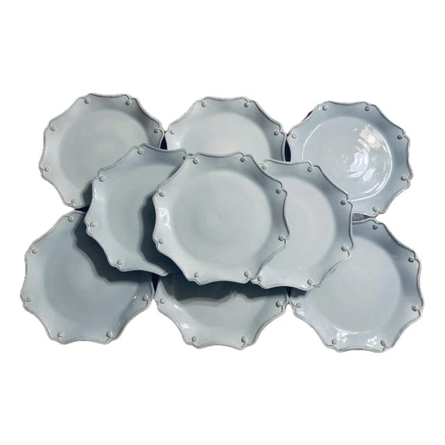 Vintage Juliska Ceramics Charger “Berry and Thread Ice Blue Collection”- Set of 9 For Sale