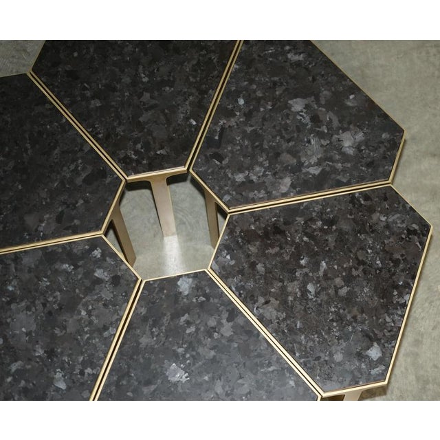 Forma Nero DG-68200 Kravet Tables in Marquina Stone and Satin Brass from Donghia, Set of 6 For Sale - Image 6 of 18