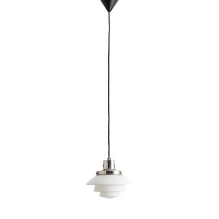 Mid-Century Finnish Glass & Chrome 1612 Pendant from Taito, Finland, 1940s For Sale
