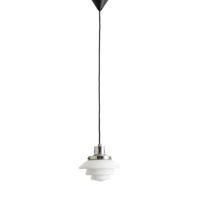 Mid-Century Finnish Glass & Chrome 1612 Pendant from Taito, Finland, 1940s For Sale