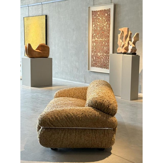A 2 seater 'Sesann' sofa by Gianfranco Fratinni, circa 1970. Excellent condition throughout and now re-covered in super...
