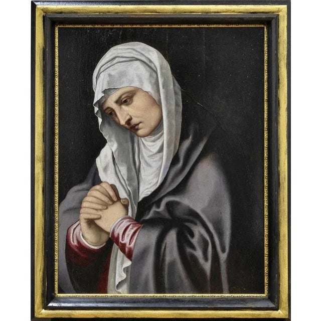 Follower of Titian Vecellio, Mater Dolorosa, 17th Century, Oil on Panel For Sale - Image 5 of 6