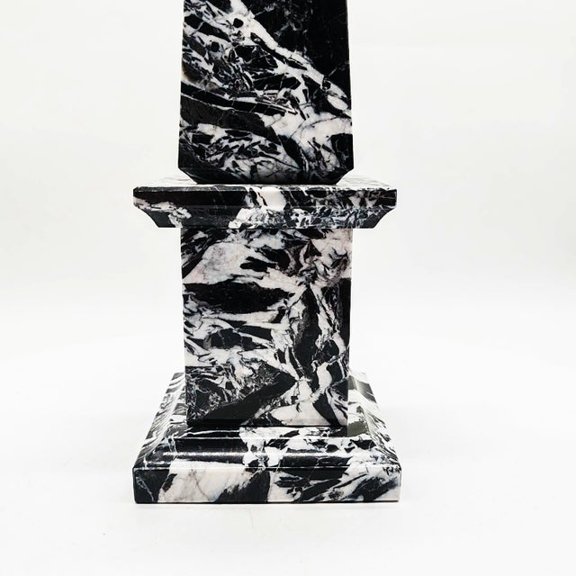 Stone Large Hand-Carved Obelisk in Black Marble of Aquitaine, Italy, 1970s For Sale - Image 7 of 10
