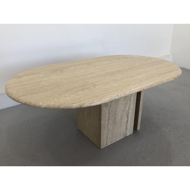 French Coffee Table in Travertine and Marble, 1960s For Sale - Image 4 of 15
