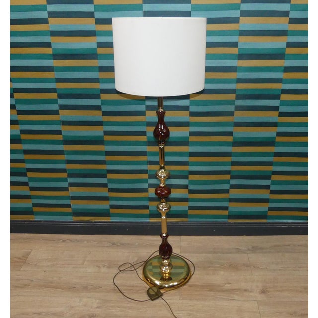 Brass and Ceramic Floor Lamp, 1970s For Sale - Image 4 of 8