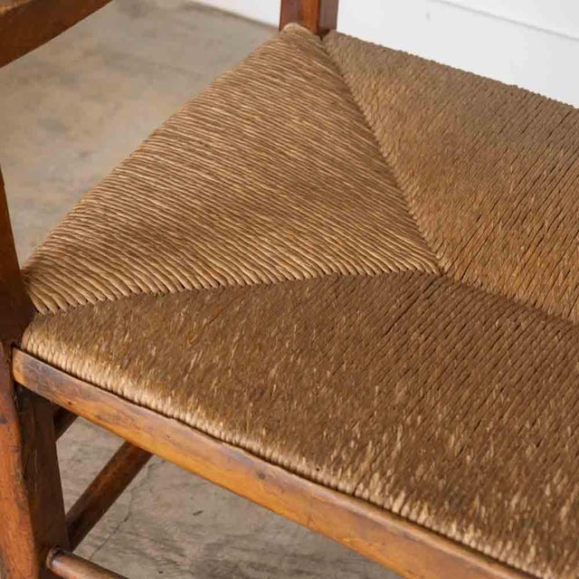 Brown 1940s French Provincial Wood and Woven Bench For Sale - Image 8 of 14