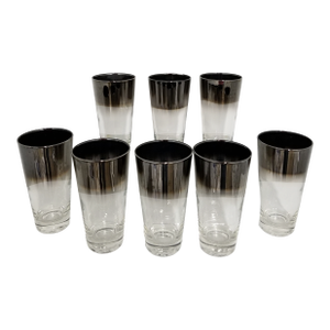 Mid-Century Modern Silver Fade Highball Glasses – Set of 8 Vintage Barware