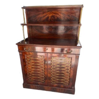 Antique American Mahogany Server Buffet With Brass Work For Sale