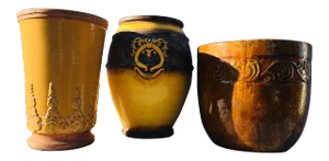 Vintage Yellow Majolica Pottery Cachepots - Set of 3