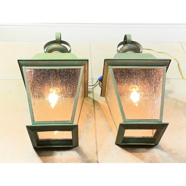 Pair of Vintage Solid Brass Lanterns - Timeless Elegance for Your Home For Sale - Image 4 of 18