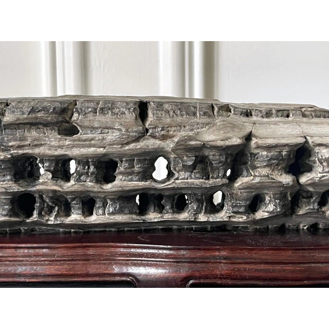 Chinese Scholar Rock Wuling Stone on Stand For Sale - Image 4 of 13
