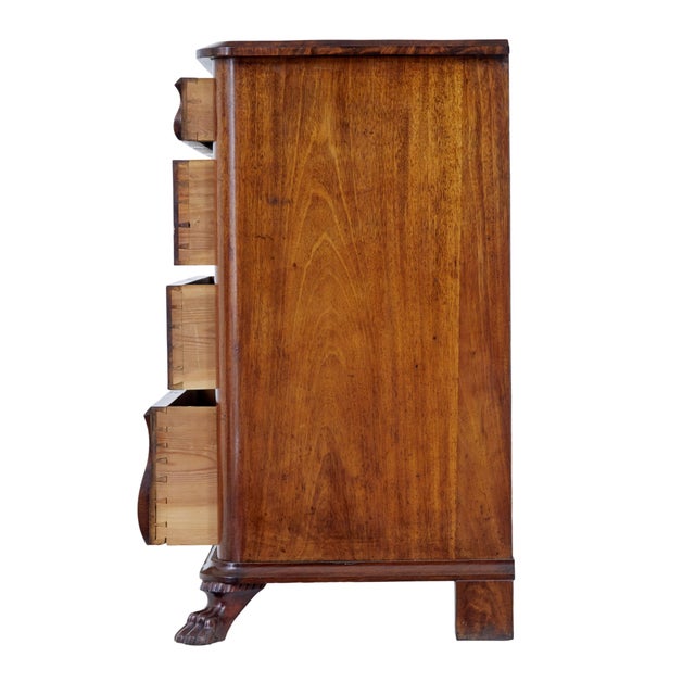 Danish mid 19th century flame mahogany chest of drawers circa 1850. Stunning mid 19th century 4 drawer commode from...