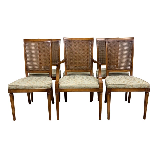Vintage Ranck Furniture Solid Cherry Caned Back Dining Chairs - Set of 6 For Sale