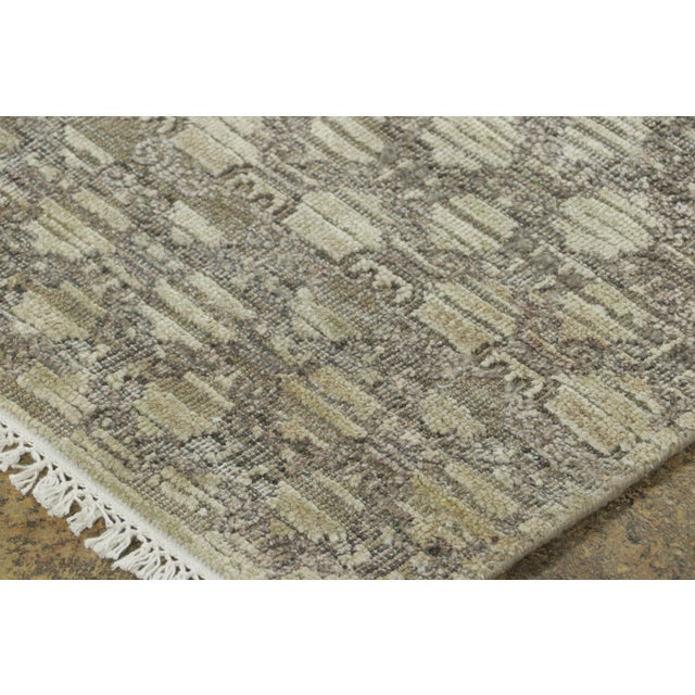 2020s Contemporary Block Print Geometric Natural Silk Runner by Rug & Kilim, India For Sale - Image 5 of 8