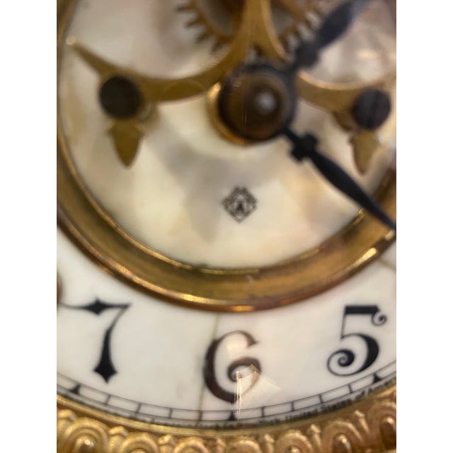 Metal Early 19th Century Figural Bronze and Gilt Statue by Pierre Louise Deltrier Clock by Ansonia New Haven For Sale - Image 7 of 12