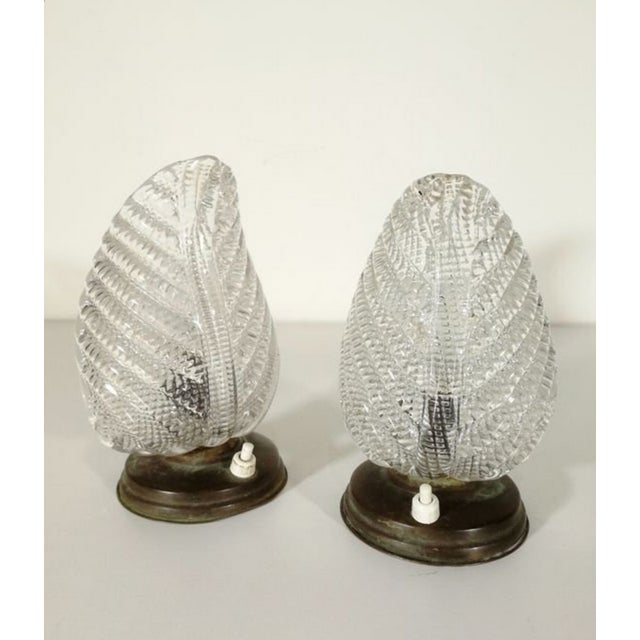 Art Deco Murano Glass Lamps, 1950s, Set of 2 For Sale - Image 6 of 12