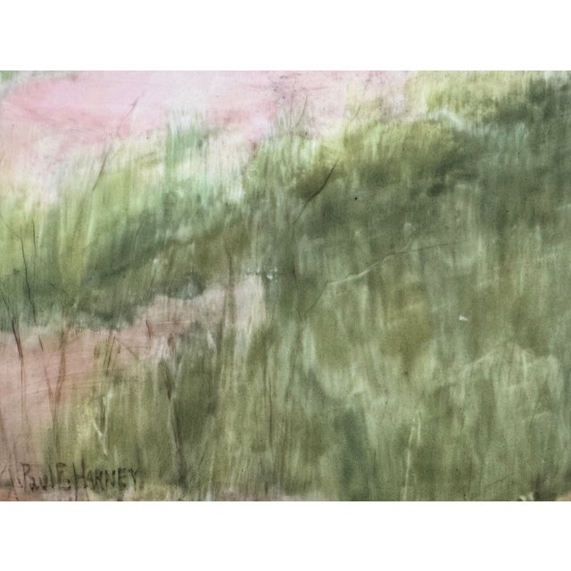 Green Early 20th Century "Chickens Foraging in a Barnyard," Oil Painting on Porcelain Plaque by Paul E. Harney Jr (1850-1915) For Sale - Image 8 of 15