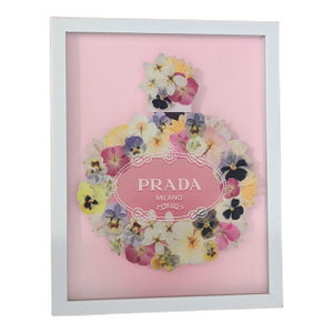 Modern Designer Botanical Floral Perfume Bottle Framed Art