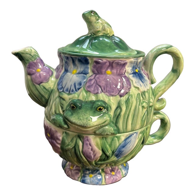 Vintage Frog Stacking Teapot and Cup by Silvestri Chairish