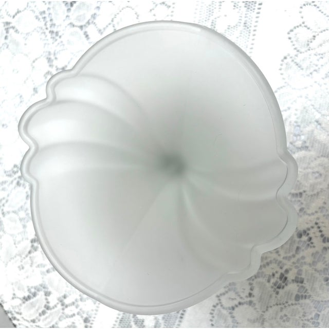 Vintage Italian Frosted Glass Pedestal Berry Bowls or Candleholders, Set of Two For Sale - Image 4 of 8
