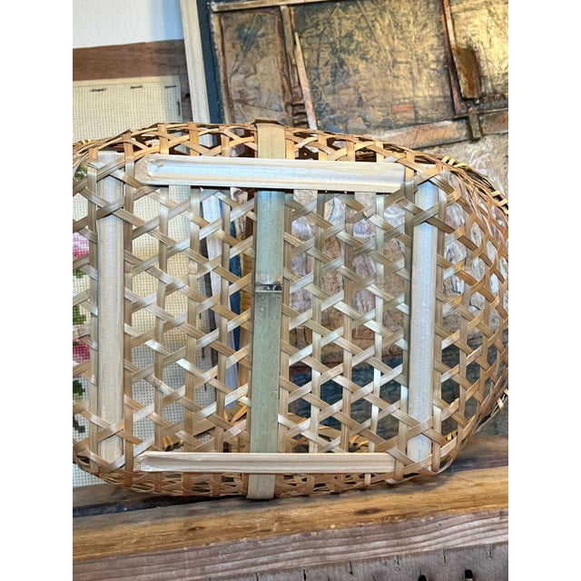 Wood 1970s Vintage Bamboo Woven Basket For Sale - Image 7 of 7