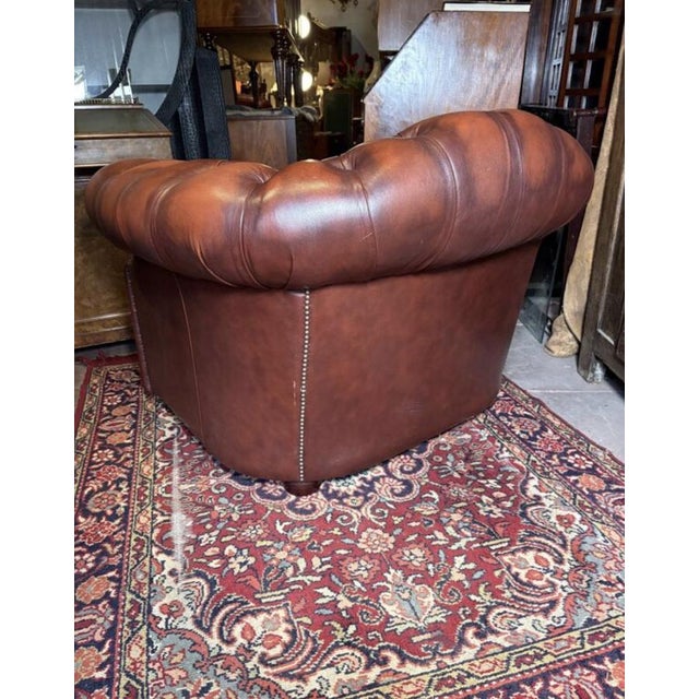 Vintage English Leather Chesterfield Tub Chair, 1980s For Sale - Image 6 of 9